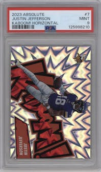 Justin Jefferson from the 2023 Panini Absolute set graded by PSA and given an overall grade of 9.