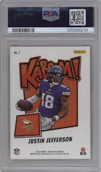 Justin Jefferson from the 2023 Panini Absolute set graded by PSA and given an overall grade of 9.