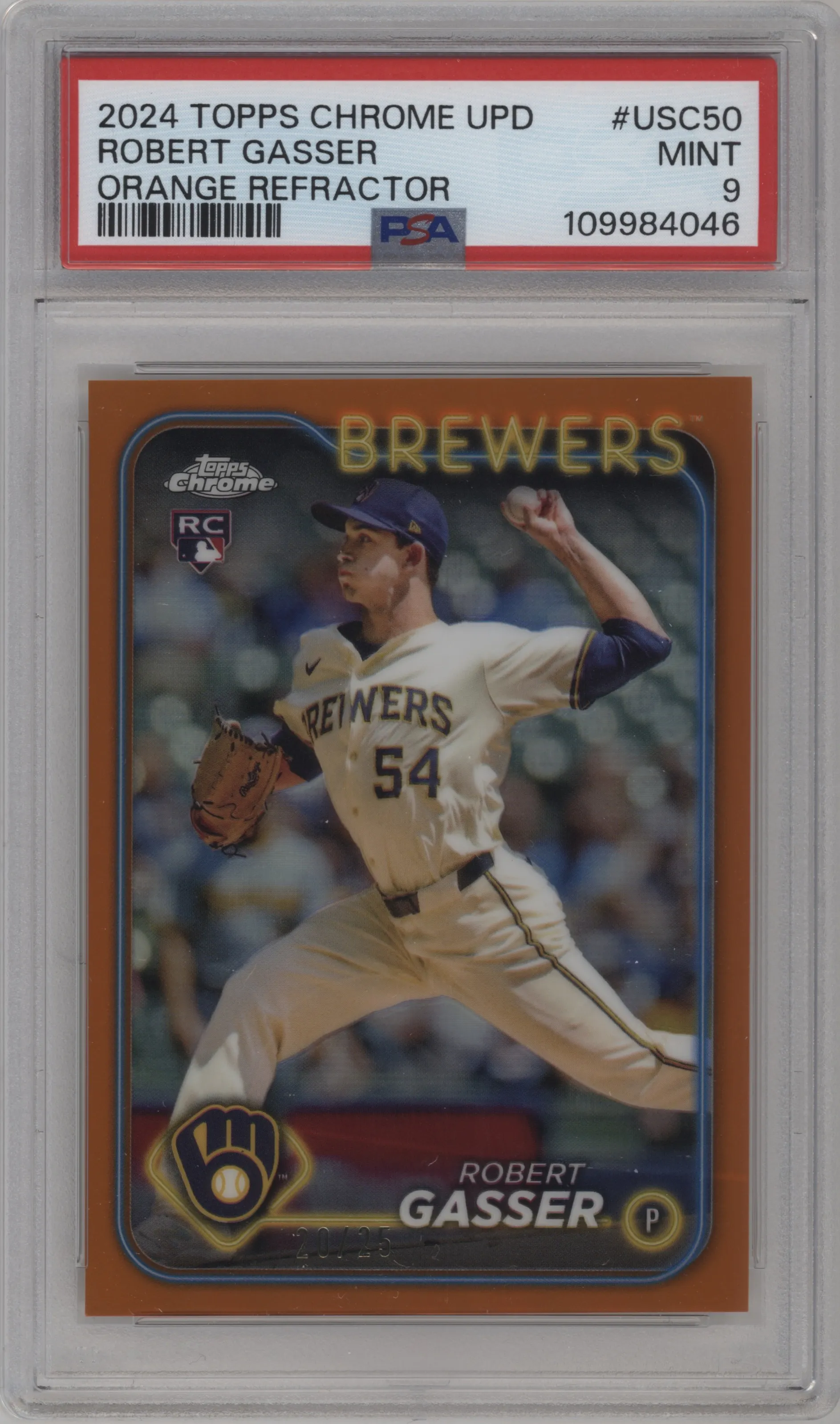 2024 Topps Chrome Update Robert Gasser Orange Refractors PSA 9