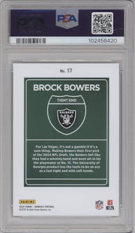 Brock Bowers from the 2024 Donruss set graded by PSA and given an overall grade of 9.