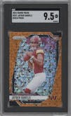 Jayden Daniels from the 2024 Panini Prizm set featuring a Disco parallel graded by SGC and given an overall grade of 9.5.