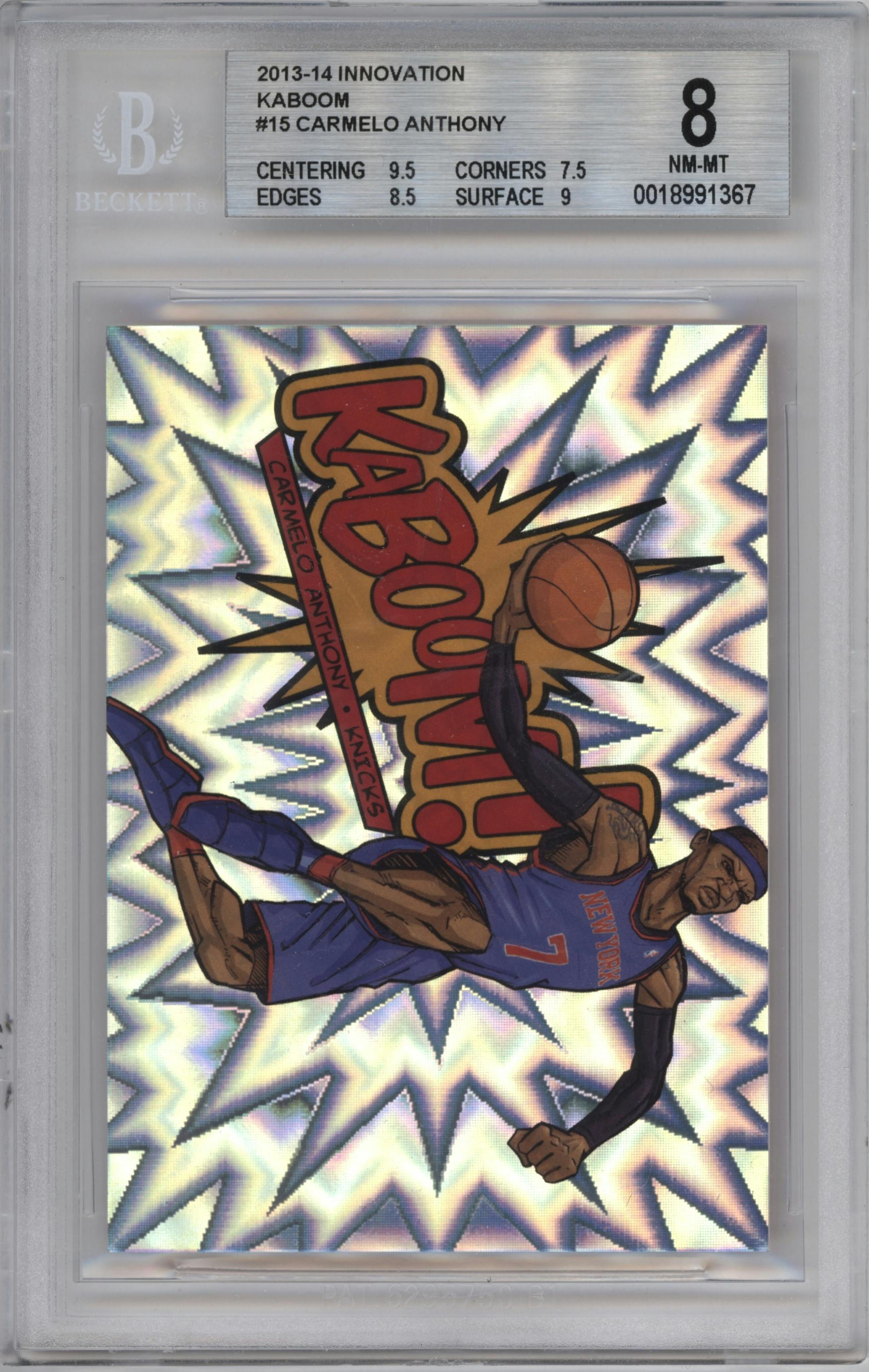 Carmelo Anthony from the 2013-14 Panini Innovation set graded by Beckett and given an overall grade of 8.