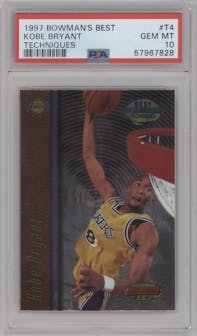 Kobe Bryant from the 1997-98 Bowman's Best set graded by PSA and given an overall grade of 10.