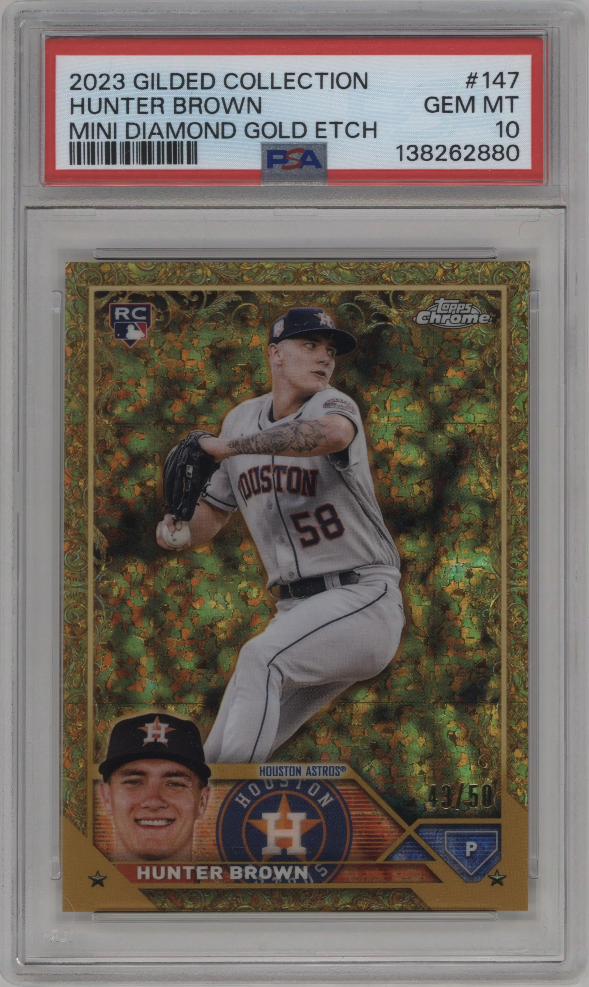 2023 Topps Gilded Collection Hunter Brown Mini-Diamond Gold Etch PSA 10