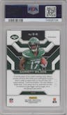 Garrett Wilson from the 2022 Panini Prizm set featuring a Gold parallel graded by PSA and given an overall grade of 10.