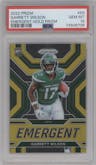 Garrett Wilson from the 2022 Panini Prizm set featuring a Gold parallel graded by PSA and given an overall grade of 10.