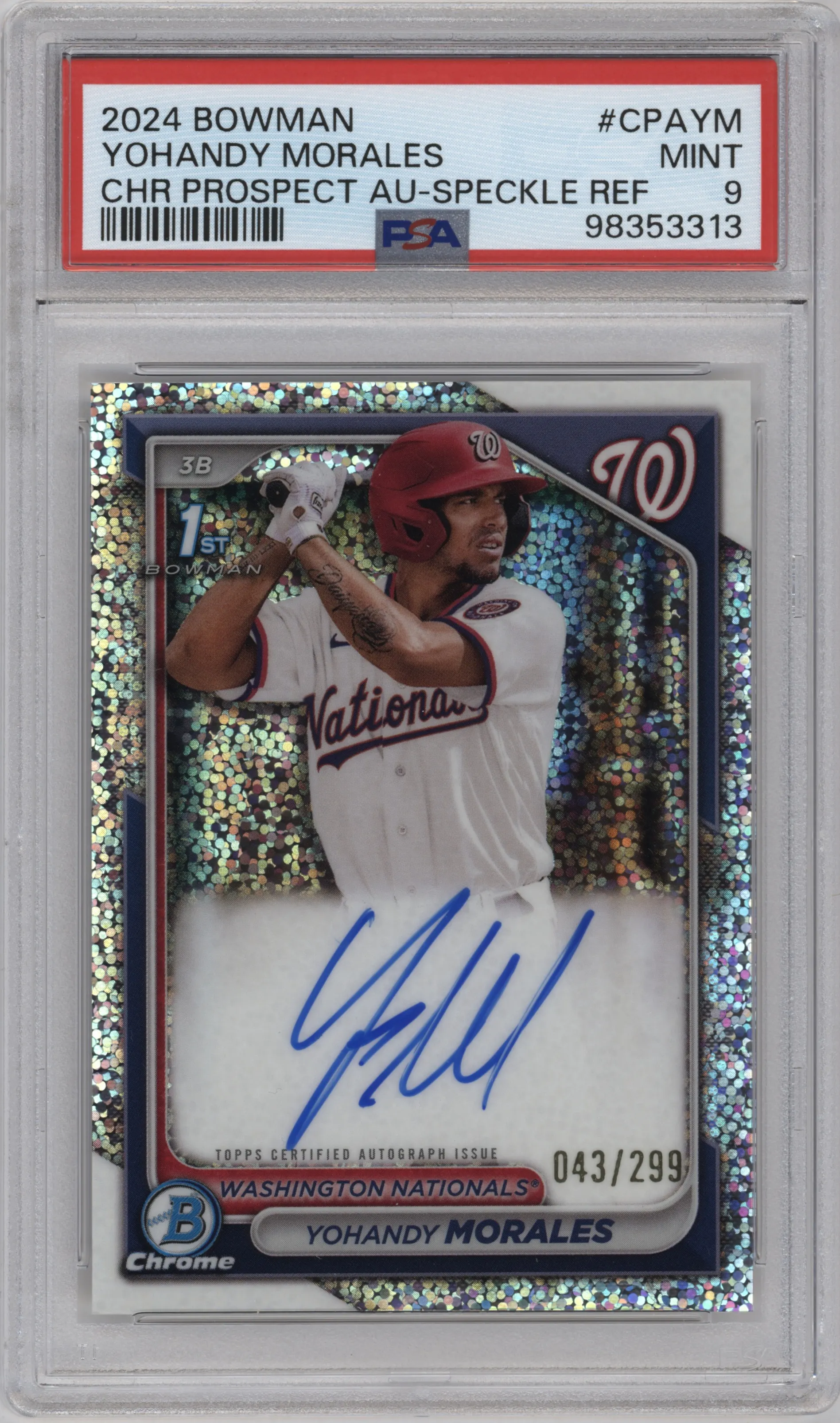 2024 Bowman Chr.Pros.Auto Yohandy Morales Speckle Refractor PSA 9