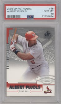 Albert Pujols from the 2004 Upper Deck SP Authentic set graded by PSA and given an overall grade of 10.