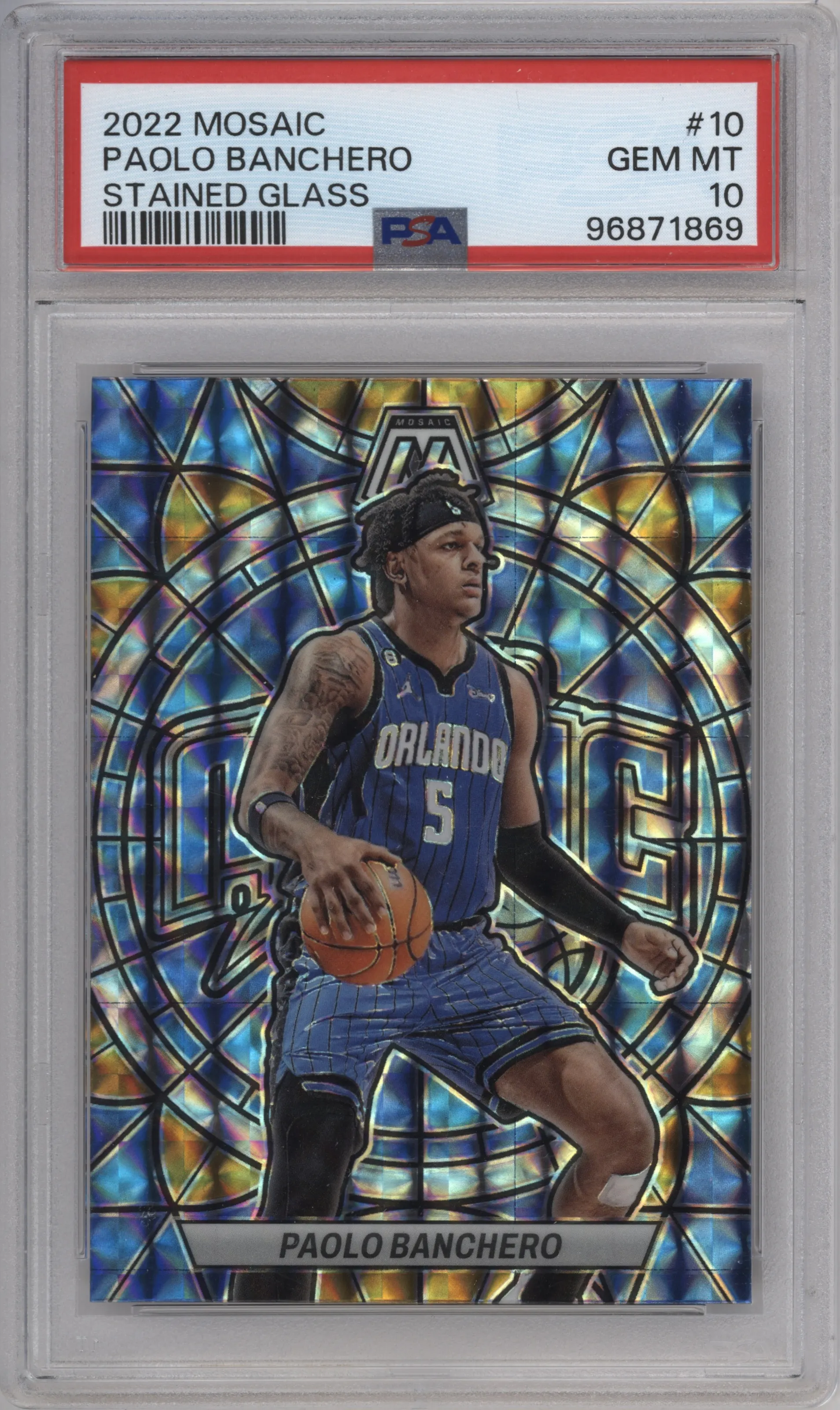 2022 Panini Mosaic Stained Glass Paolo Banchero #10 PSA 10