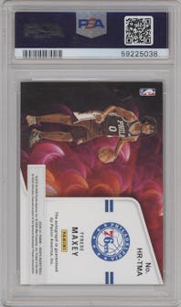 Tyrese Maxey from the 2020-21 Panini NBA Hoops set graded by PSA and given an overall grade of 9.
