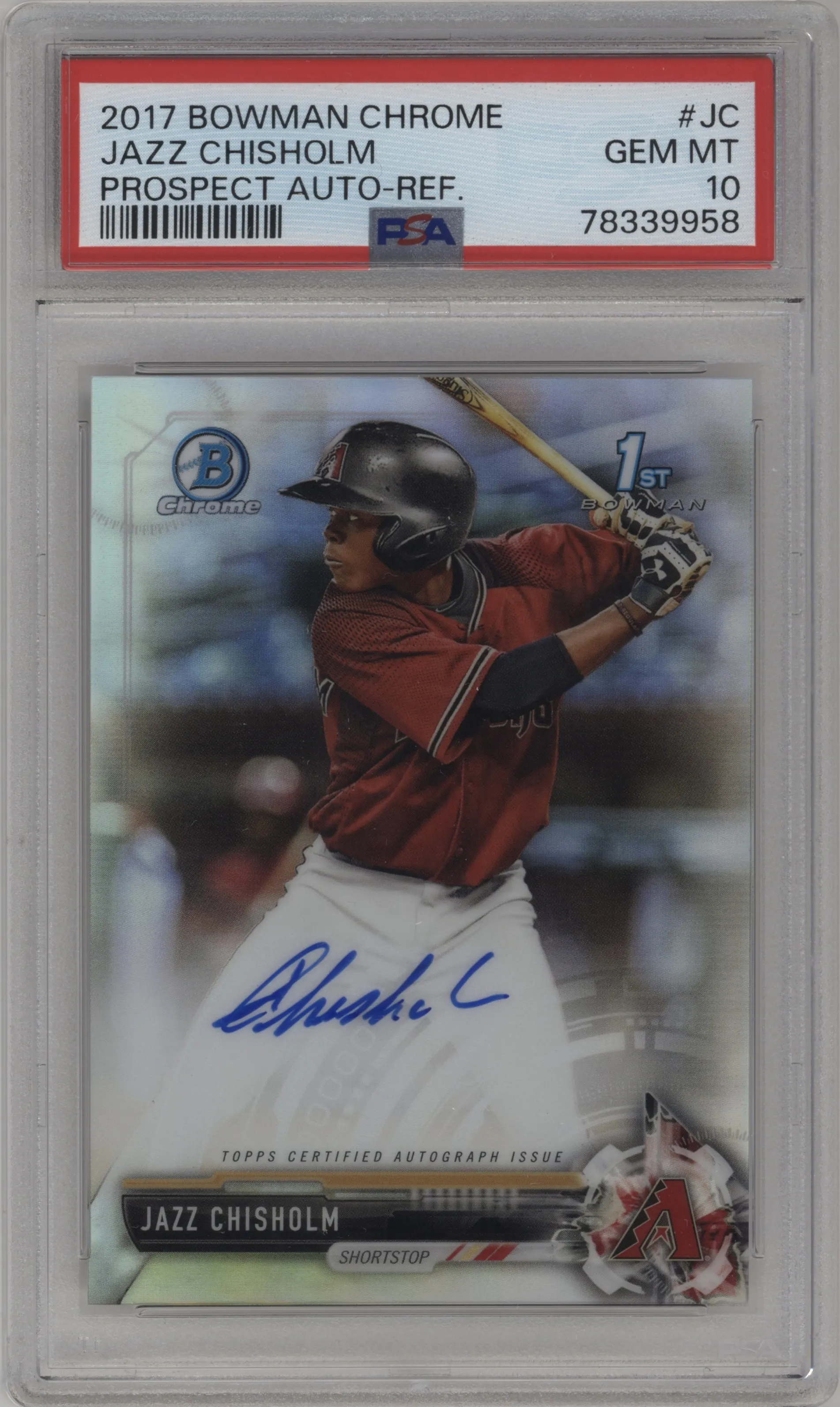 2017 Bowman Chrome Chr.Pros.Auto Jazz Chisholm Refractor #CPA-JC PSA 10
