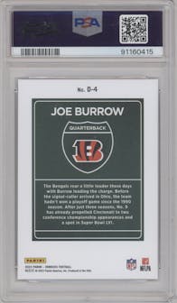 Joe Burrow from the 2023 Panini Donruss set graded by PSA and given an overall grade of 10.