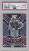 Aidan Hutchinson from the 2022 Panini Prizm set featuring a Purple Power parallel graded by PSA and given an overall grade of 10.