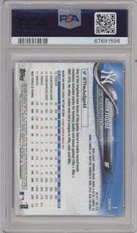 Aaron Judge from the 2018 Topps Chrome set graded by PSA and given an overall grade of 10.