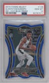 Giannis Antetokounmpo from the 2019-20 Panini Select set featuring a Die-Cut Blue parallel graded by PSA and given an overall grade of 10.
