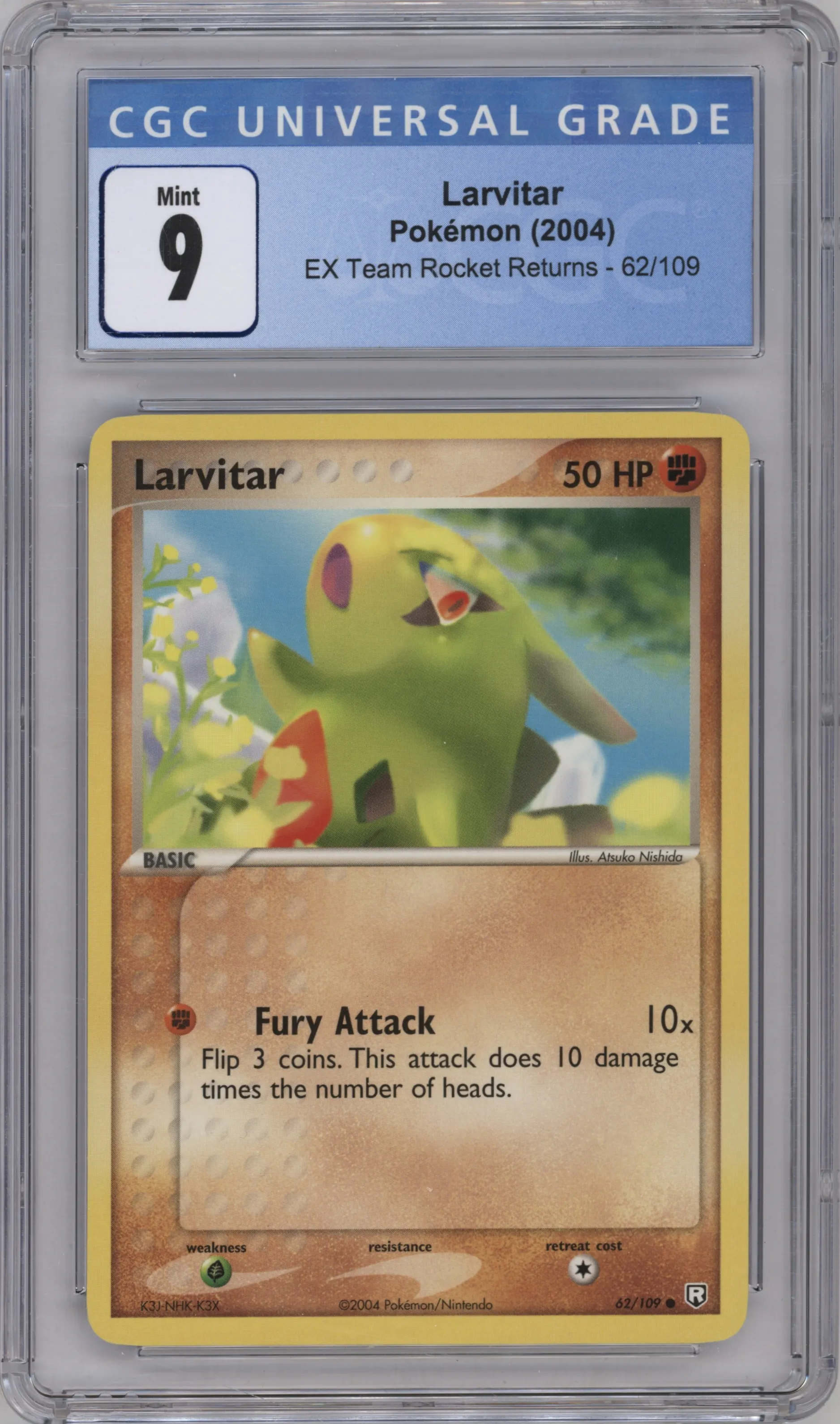 2004 Pokemon EX Team Rocket Returns Larvitar #62 CGC 9