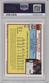 Shaquille O'Neal from the 1992-93 Topps set graded by PSA and given an overall grade of 9.