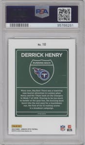  Derrick Henry from the 2023 Donruss Optic set graded by PSA and given an overall grade of 9.