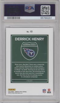  Derrick Henry from the 2023 Donruss Optic set graded by PSA and given an overall grade of 9.