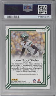 Ahmad 'Sauce' Gardner from the 2023 Panini Donruss set graded by PSA and given an overall grade of 9.
