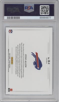 Josh Allen from the 2022 Panini Prizm set graded by PSA and given an overall grade of 9.