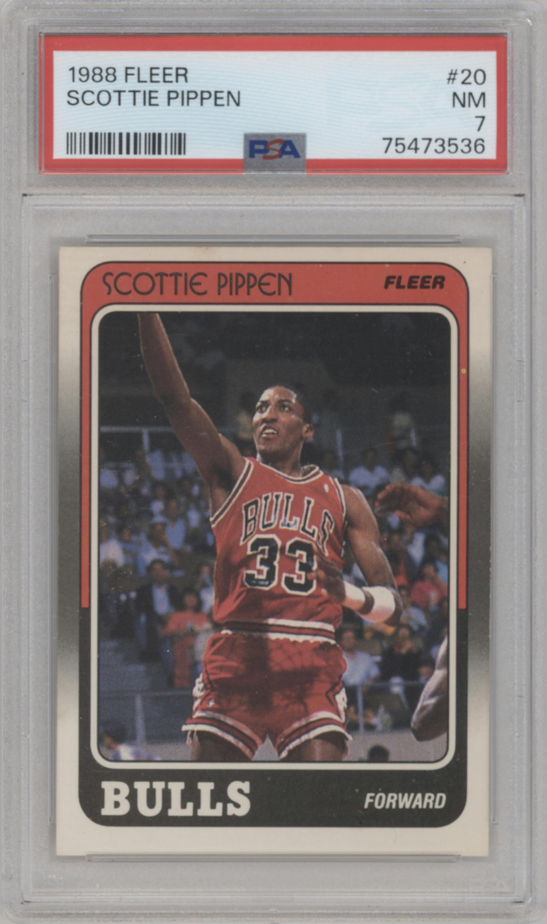 Scottie Pippen from the 1988-89 Fleer set graded by PSA and given an overall grade of 7.