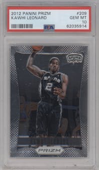 Kawhi Leonard from the 2012-13 Panini Prizm set graded by PSA and given an overall grade of 10.
