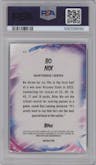 Bo Nix from the 2024 Topps Chrome set featuring a Refractor parallel graded by PSA and given an overall grade of 10.