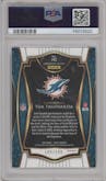 Tua Tagovailoa from the 2020 Panini Select set featuring a Blue Prizm parallel graded by PSA and given an overall grade of 9.