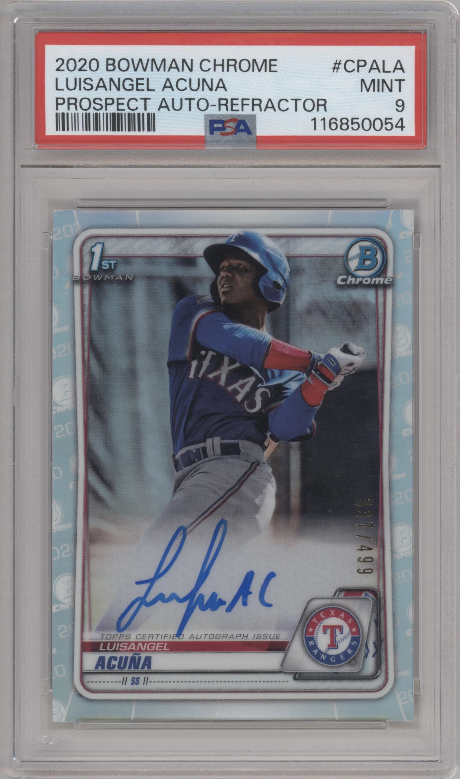 2020 Bowman Chrome Pros.Auto Luisangel Acuna Refractor #CPA-LA PSA 9