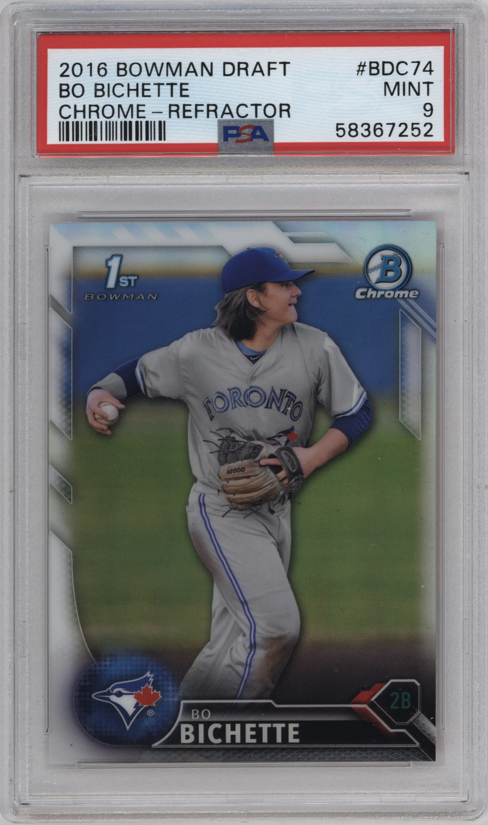 2016 Bowman Draft Chr.Pros. Bo Bichette Refractor #BDC-74 PSA 9