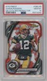 Aaron Rodgers  from the 2015 Topps Finest set featuring a Red Refractor parallel graded by PSA and given an overall grade of 10.