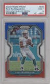 Tua Tagovailoa from the 2020 Panini Prizm set featuring a Red/White/Blue Prizm parallel graded by PSA and given an overall grade of 9.