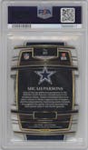 Micah Parsons from the 2021 Panini Select set featuring a Die-Cut Green/Yellow parallel graded by PSA and given an overall grade of 9.