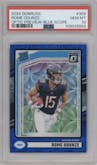Rome Odunze from the 2024 Donruss set featuring a Blue Scope parallel graded by PSA and given an overall grade of 10.