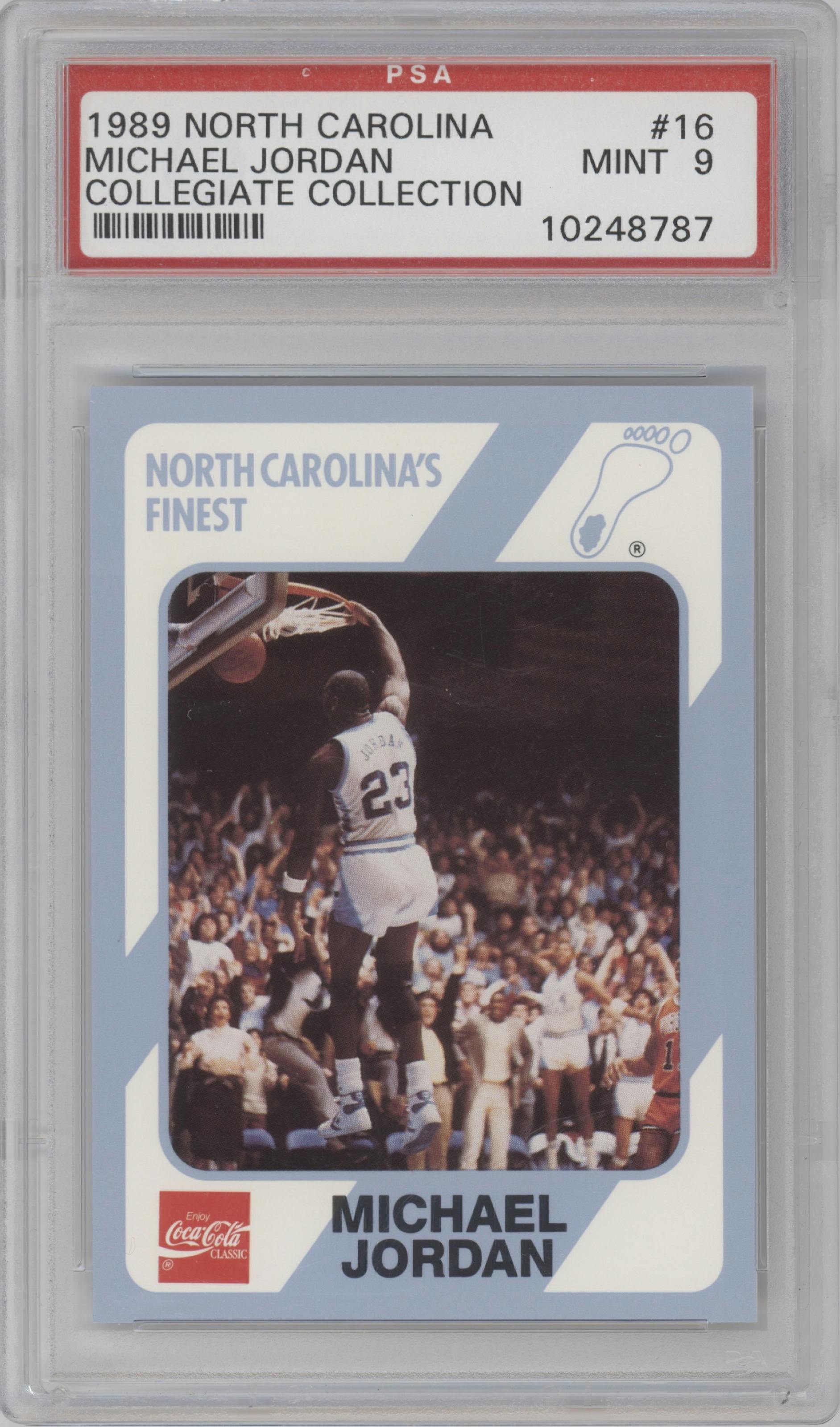 Michael Jordan from the 1989 Collegiate Collection North Carolina's Finest set graded by PSA and given an overall grade of 9.