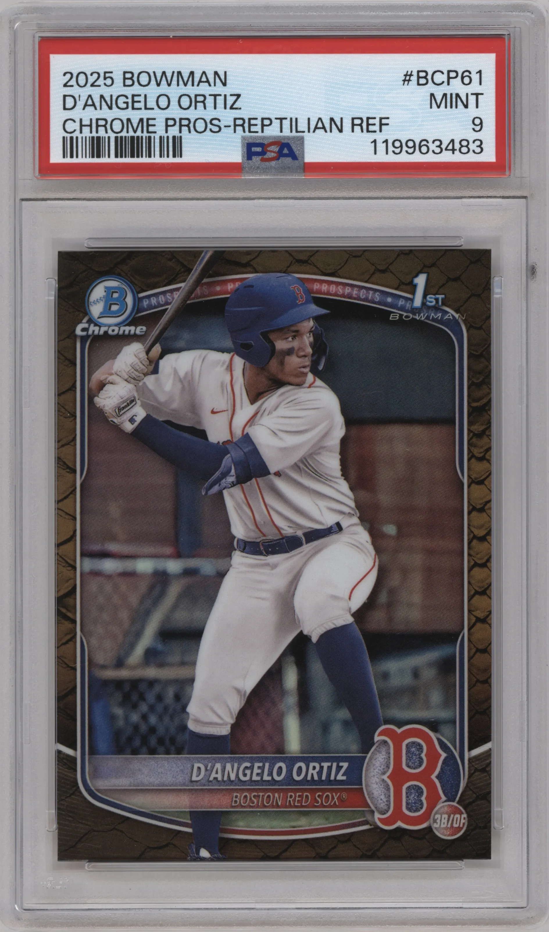 2025 Bowman Chr.Pros D'Angelo Ortiz Reptilian Refractor PSA 9