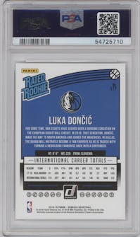 Luka Doncic from the 2018-19 Panini Donruss  set graded by PSA and given an overall grade of 10.