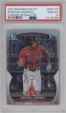 Kristian Campbell from the 2023 Bowman Draft set featuring a Refractor parallel graded by PSA and given an overall grade of 10.