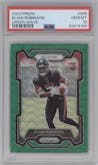 Bijan Robinson from the 2023 Panini Prizm set featuring a Green Wave  parallel graded by PSA and given an overall grade of 10.