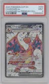 Charizard ex from the 2023 Pokemon SV set featuring a Charizard ex Premium Collection parallel graded by PSA and given an overall grade of 9.