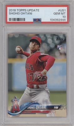 Shohei Ohtani from the 2018 Topps Update set graded by PSA and given an overall grade of 10.