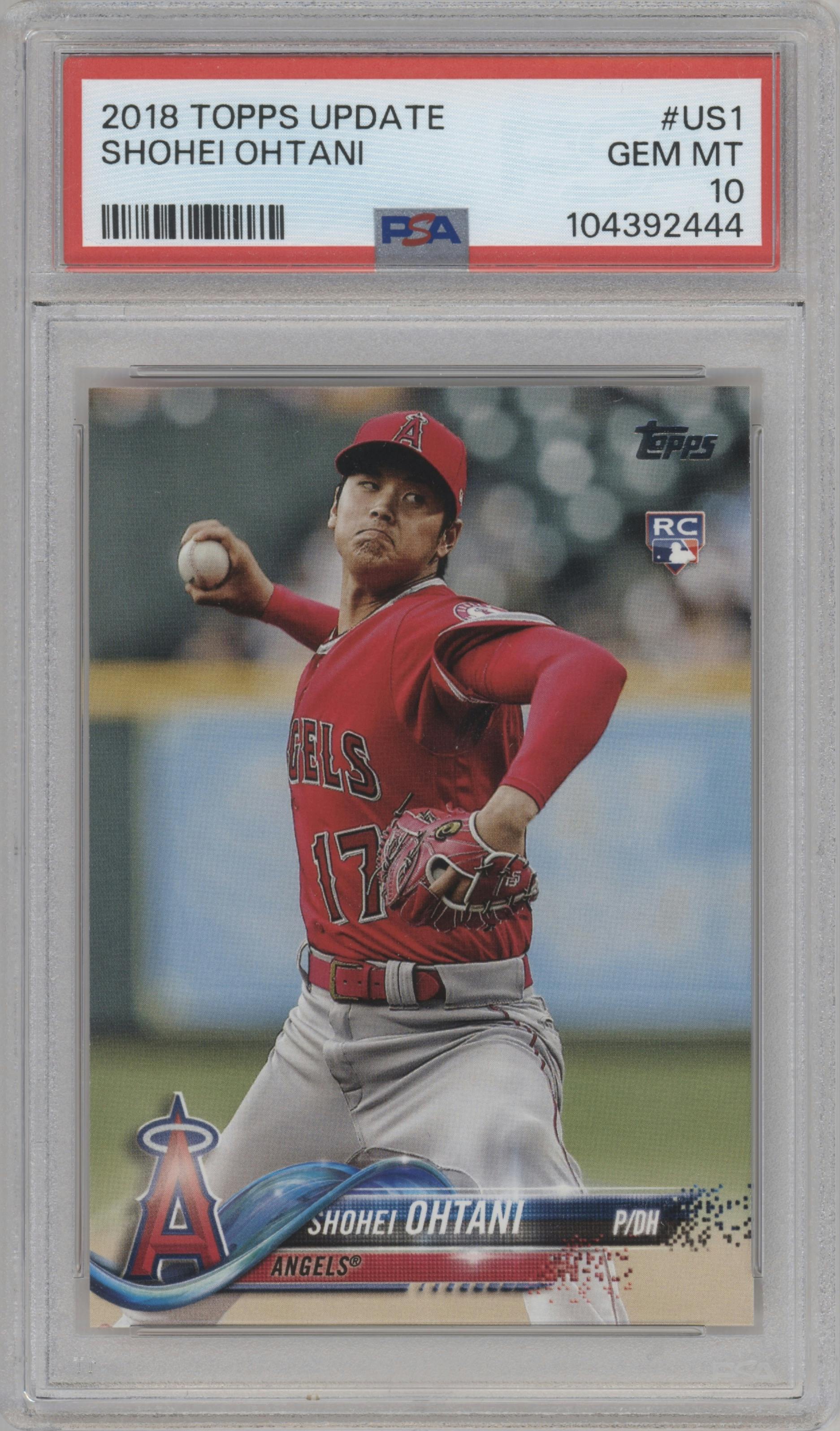 Shohei Ohtani from the 2018 Topps Update set graded by PSA and given an overall grade of 10.