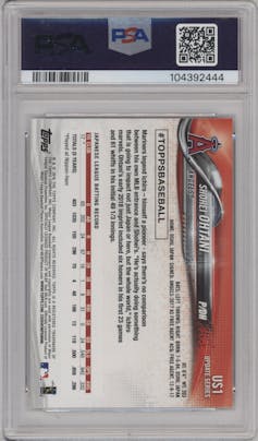 Shohei Ohtani from the 2018 Topps Update set graded by PSA and given an overall grade of 10.