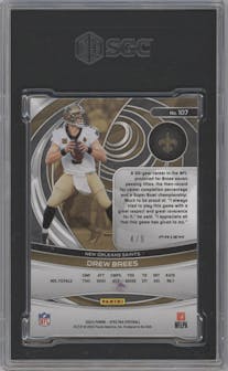 Drew Brees from the 2023 Panini Spectra set featuring a Neon Splatter parallel graded by SGC and given an overall grade of 10.