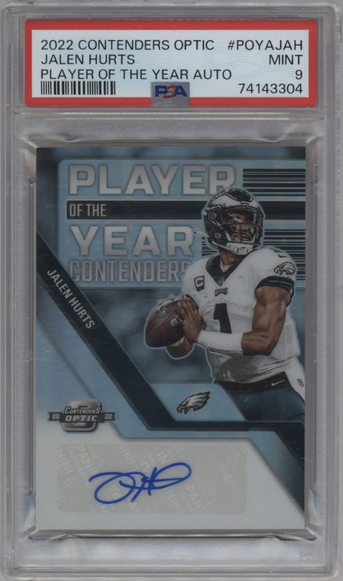 2022 Panini Contenders Optic POTYC Auto Jalen Hurts #POYA-JAH PSA 9