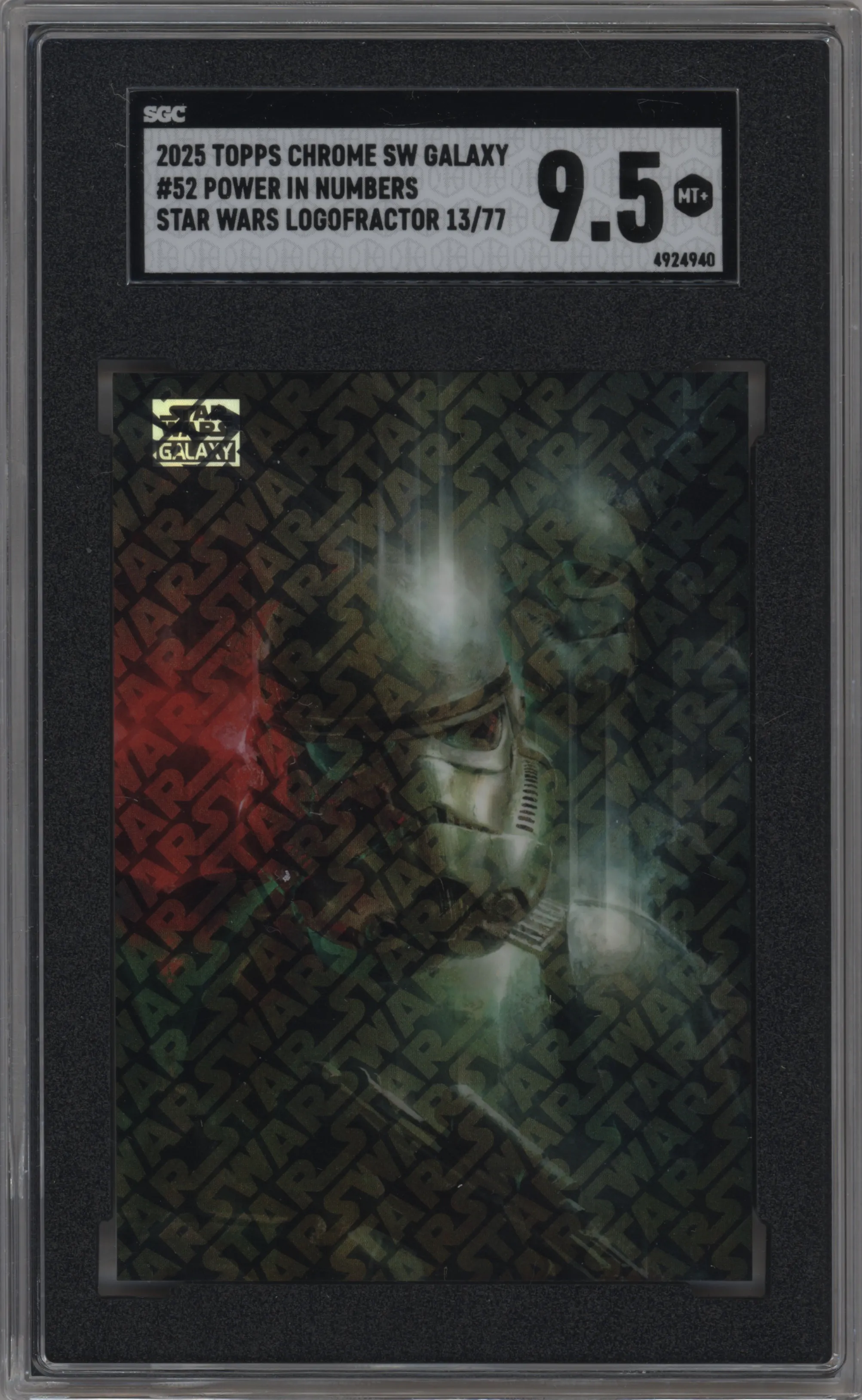 2025 Topps Chrome Star Wars Galaxy Power in Numbers Star Wars Logofractor #52 SGC 9.5