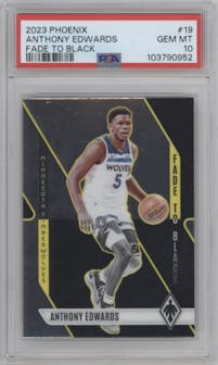 Anthony Edwards from the 2023-24 Panini Phoenix set graded by PSA and given an overall grade of 10.