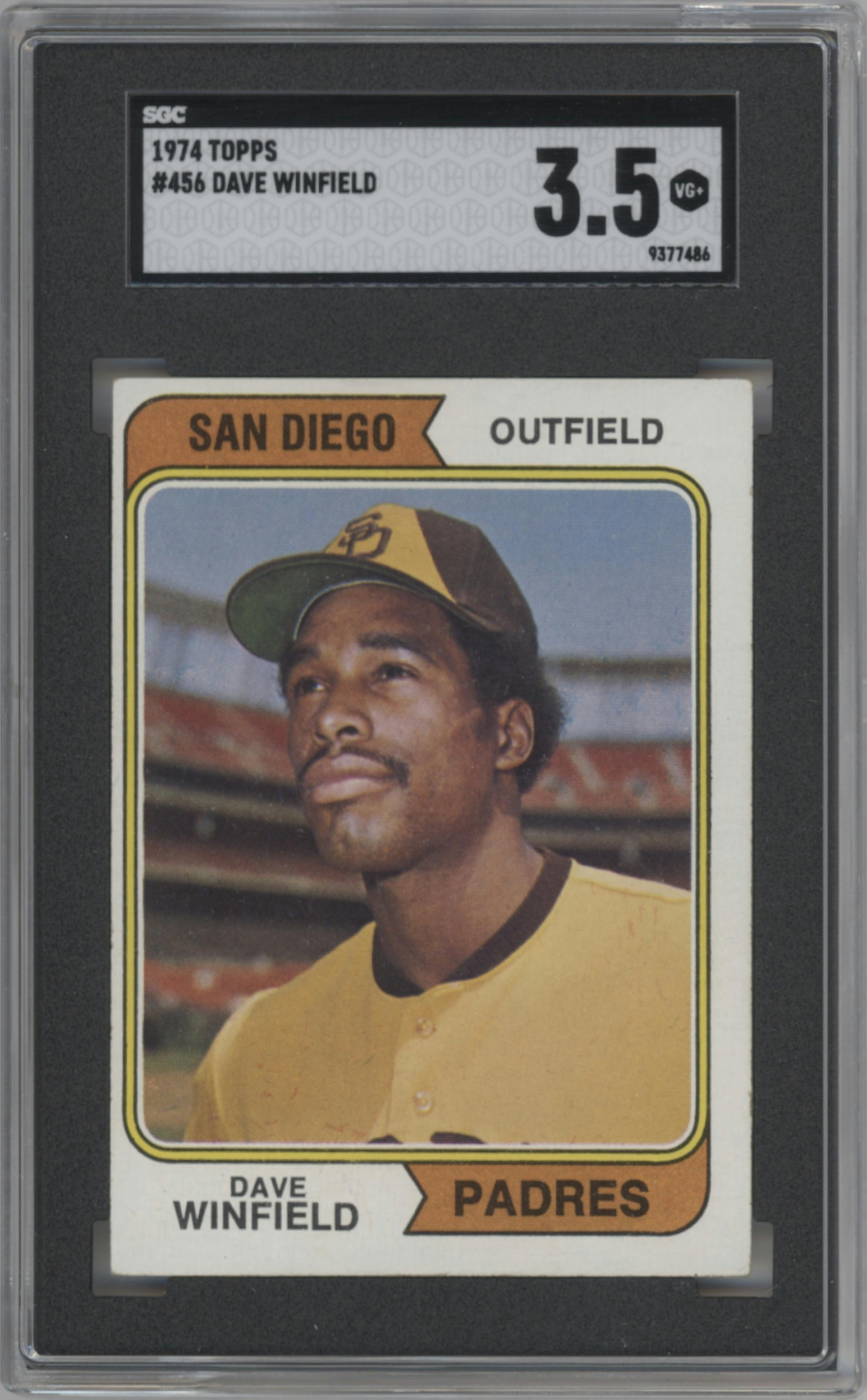Dave Winfield from the 1974 Topps set graded by SGC and given an overall grade of 3.5.