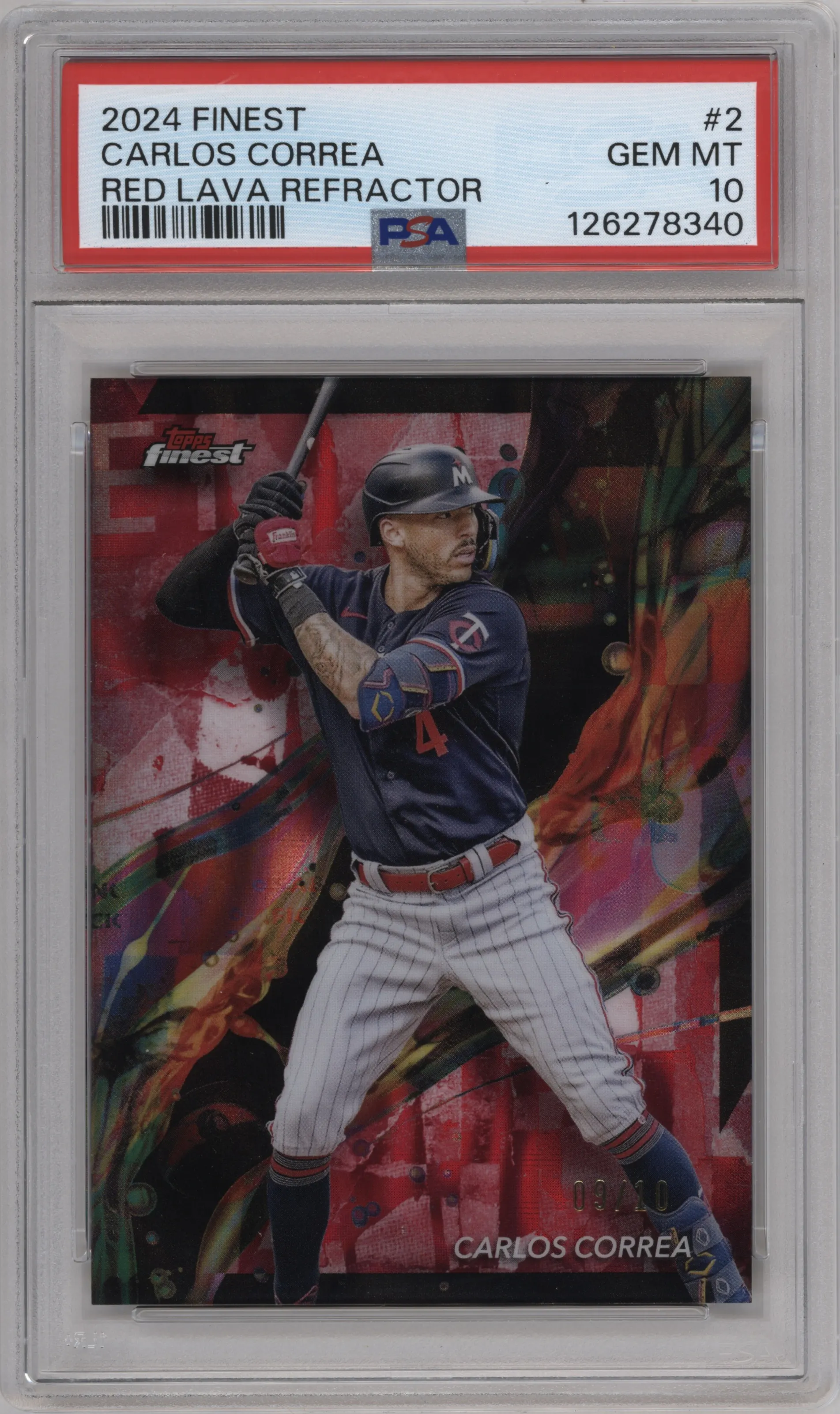 2024 Topps Finest Carlos Correa Red Lava Refractor PSA 10